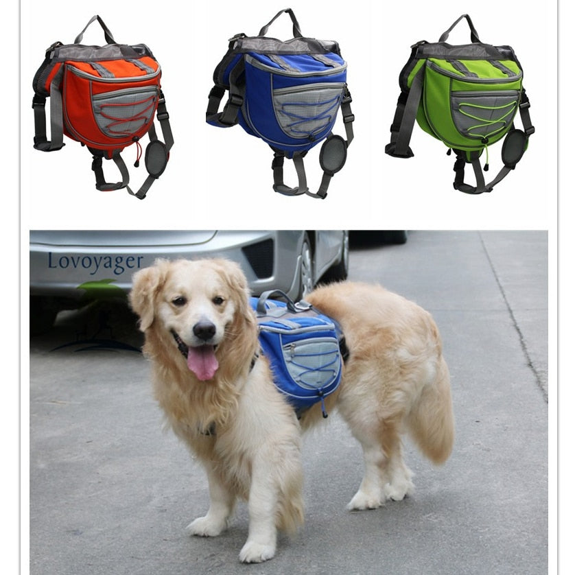 Adjustable Pet  Backpack. Dog saddle bag for large dog hiking. Available in different colours. High elasticity, can hold mobile phone, keys, money and etc during your sport.