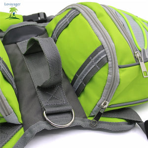 Adjustable Pet Backpack. Dog saddle bag for large dog hiking. Available in different colours. High elasticity, can hold mobile phone, keys, money and etc during your sport. Green colour.